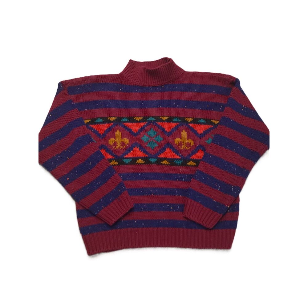 Vintage Spice Of Life Knit Sweater Womens M Design Stripped Pullover Sweatshirt